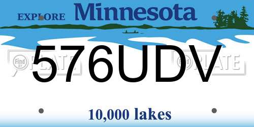 576UDV Minnesota License Plate