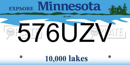 576UZV Minnesota License Plate