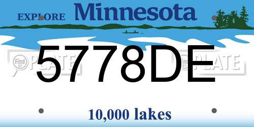 5778DE Minnesota License Plate