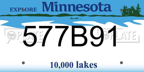 577B91 Minnesota License Plate