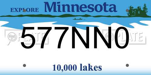 577NN0 Minnesota License Plate