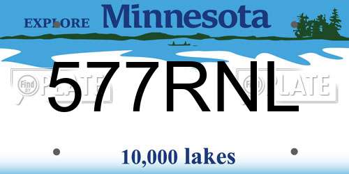 577RNL Minnesota License Plate