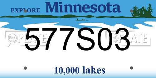 577S03 Minnesota License Plate