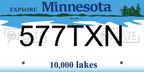 577TXN Minnesota License Plate