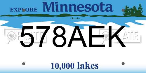 578AEK Minnesota License Plate