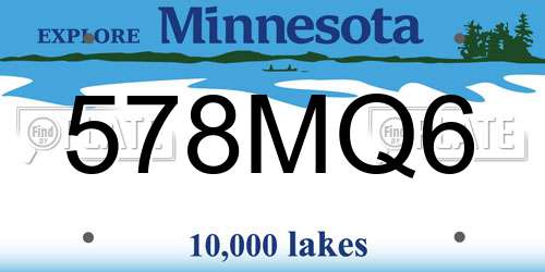 578MQ6 Minnesota License Plate