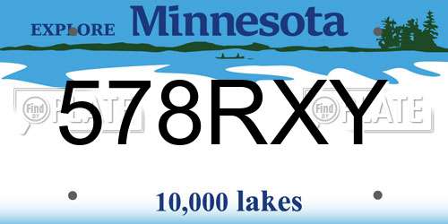 578RXY Minnesota License Plate