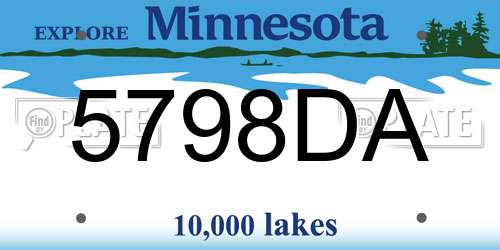 5798DA Minnesota License Plate