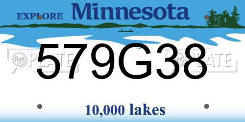 579G38 Minnesota License Plate