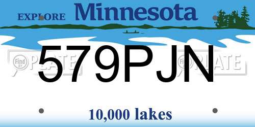 579PJN Minnesota License Plate