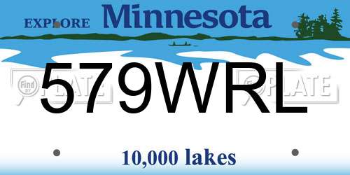 579WRL Minnesota License Plate