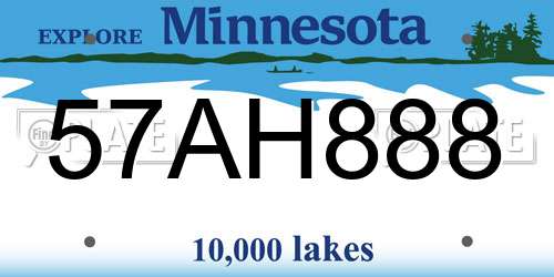 57AH888 Minnesota License Plate