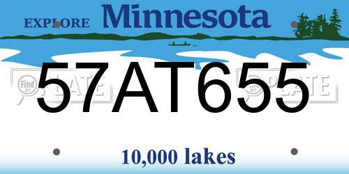 57AT655 Minnesota License Plate