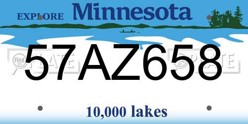 57AZ658 Minnesota License Plate