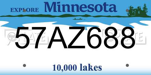 57AZ688 Minnesota License Plate