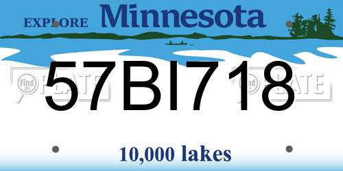 57BI718 Minnesota License Plate