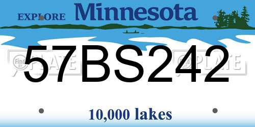 57BS242 Minnesota License Plate