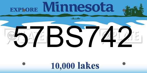 57BS742 Minnesota License Plate