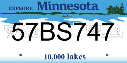 57BS747 Minnesota License Plate