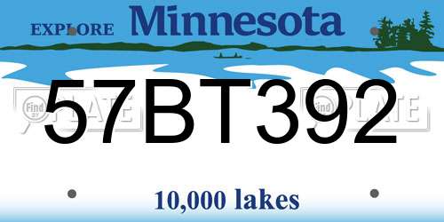 57BT392 Minnesota License Plate