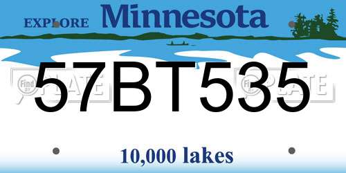 57BT535 Minnesota License Plate