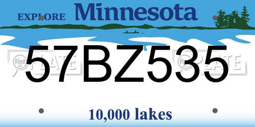 57BZ535 Minnesota License Plate