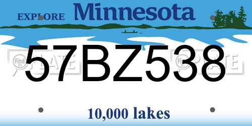 57BZ538 Minnesota License Plate