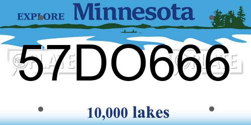 57DO666 Minnesota License Plate