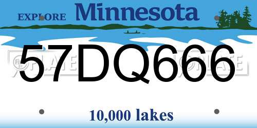 57DQ666 Minnesota License Plate