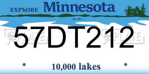 57DT212 Minnesota License Plate