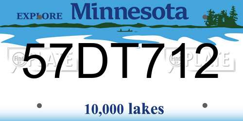 57DT712 Minnesota License Plate