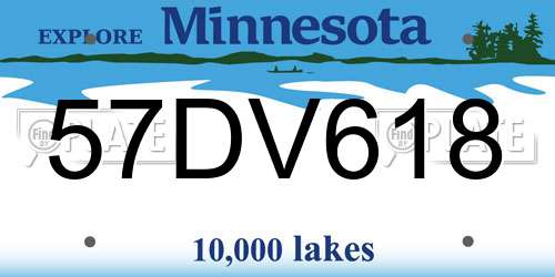 57DV618 Minnesota License Plate