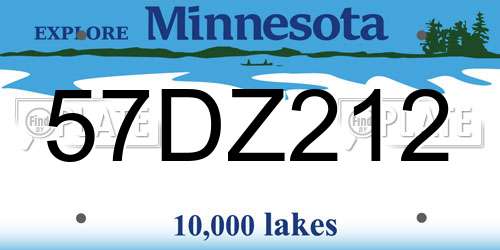 57DZ212 Minnesota License Plate