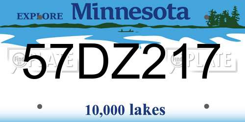 57DZ217 Minnesota License Plate