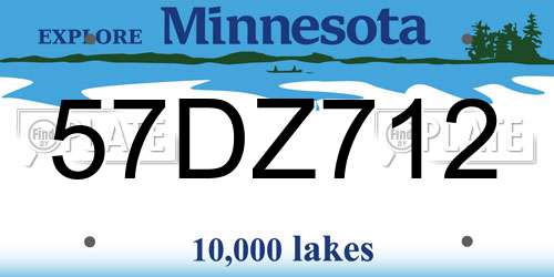 57DZ712 Minnesota License Plate