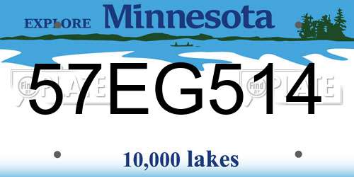 57EG514 Minnesota License Plate