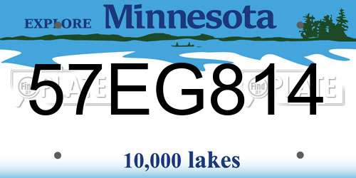 57EG814 Minnesota License Plate