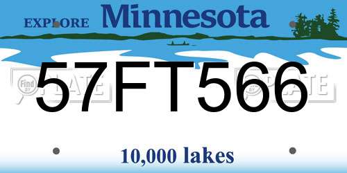 57FT566 Minnesota License Plate