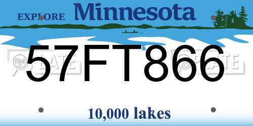 57FT866 Minnesota License Plate