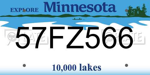 57FZ566 Minnesota License Plate