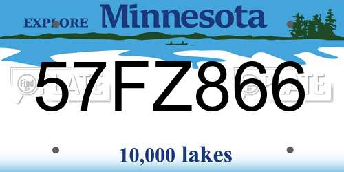 57FZ866 Minnesota License Plate