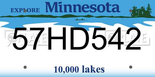 57HD542 Minnesota License Plate