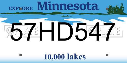 57HD547 Minnesota License Plate