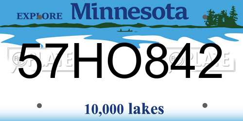 57HO842 Minnesota License Plate