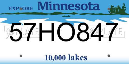 57HO847 Minnesota License Plate