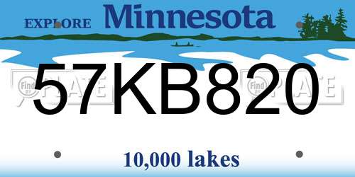 57KB820 Minnesota License Plate