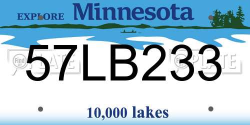57LB233 Minnesota License Plate