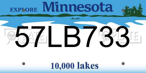 57LB733 Minnesota License Plate