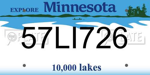 57LI726 Minnesota License Plate