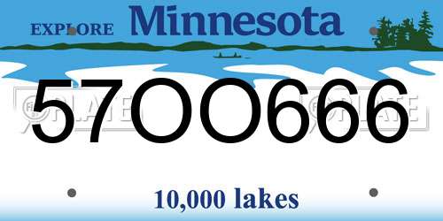 57OO666 Minnesota License Plate